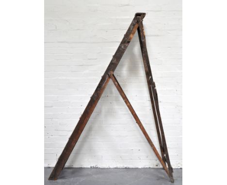 Oak six height step ladder, width 36cm.