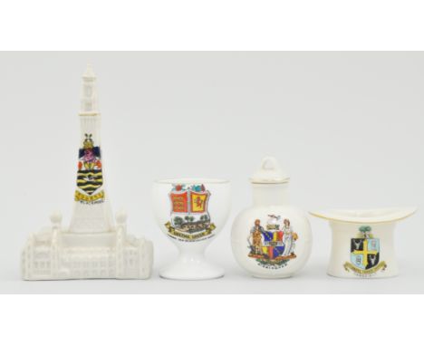 Various W.H. Goss and Crested ware including a Gretna Green egg cup, a Mansfield top hat and other various crested models, (2