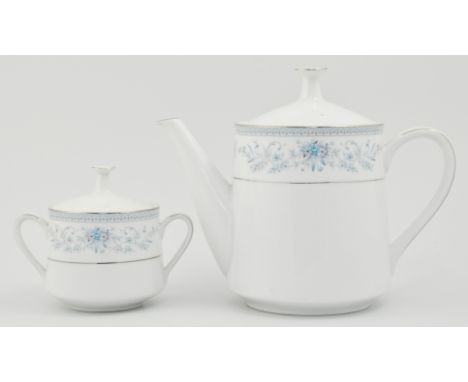 Noritake contemporary Blue Hill part dinner service, No. 2482, to include tureens, teapot etc, (1 box) approx 54 pieces.