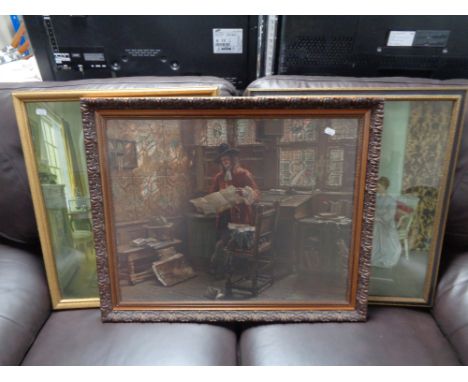 Two L. Campbell Taylor framed prints, 'September Flowers' and 'Serenity', together with one further framed print. 