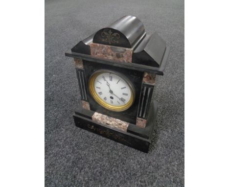 An Edwardian black slate mantel clock 