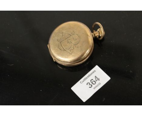 A GOLD PLATED FULL HUNTER MANUAL WIND POCKET WATCH, AS FOUND