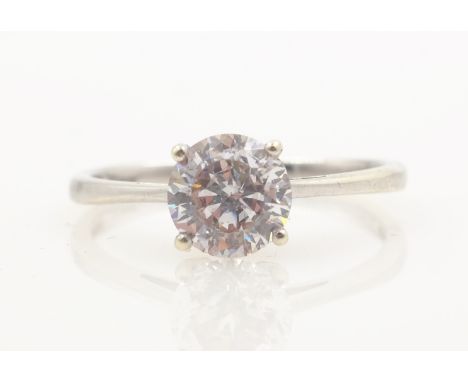 White gold single stone ring hallmarked 9ct    Condition Report  Approx 2.4gm, size R Click here for further images, conditio