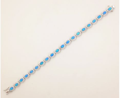 Silver opal and stone set bracelet stamped 925    Condition Report   Click here for further images, condition, auction times 