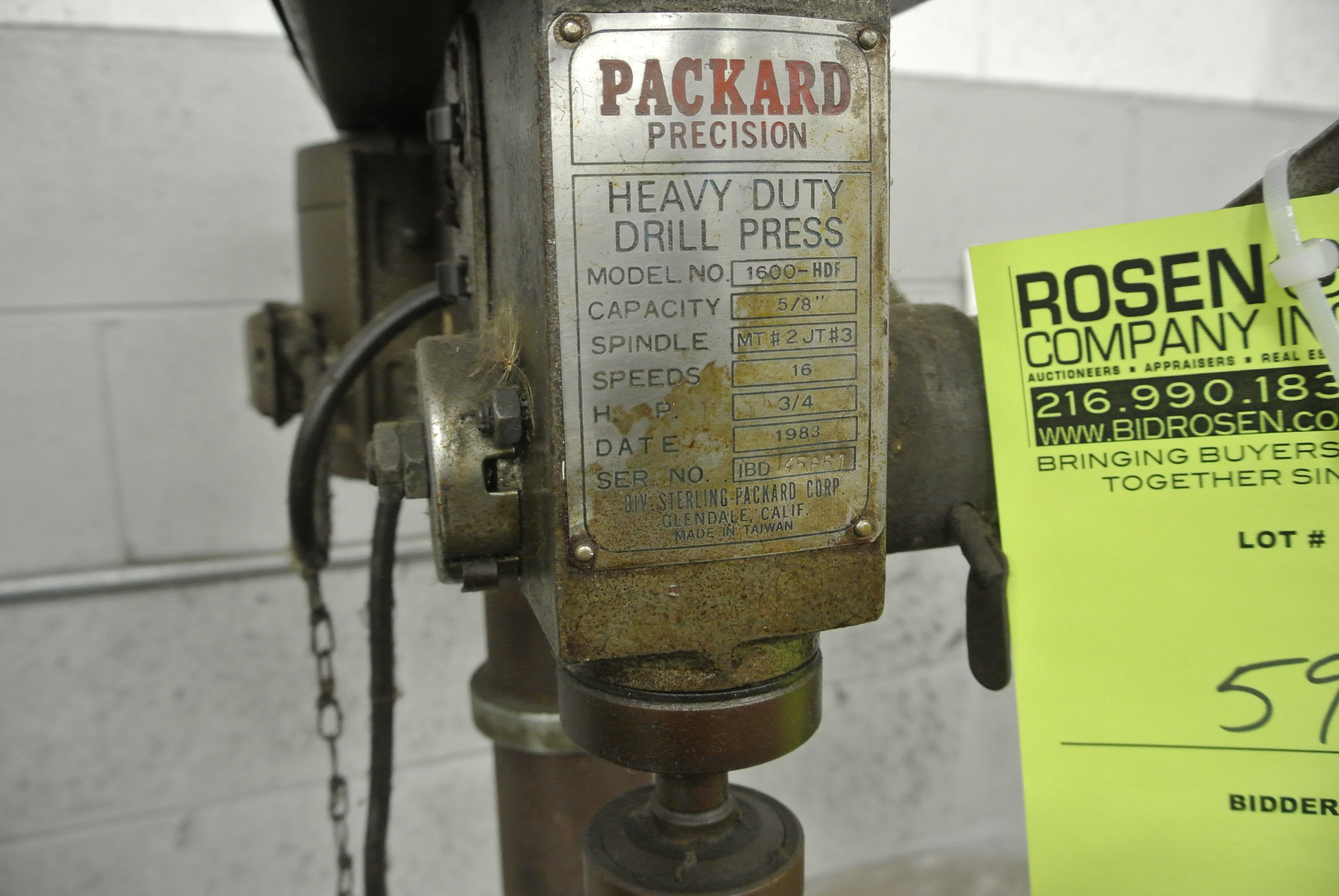 Floor standing Packard Precision drill press, needs new motor