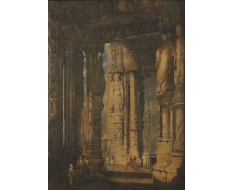 Samuel Prout (British, 1783-1852)View of Chartres Cathedral, 1828watercolour76 x 54cmCondition report: Watercolour with a gum