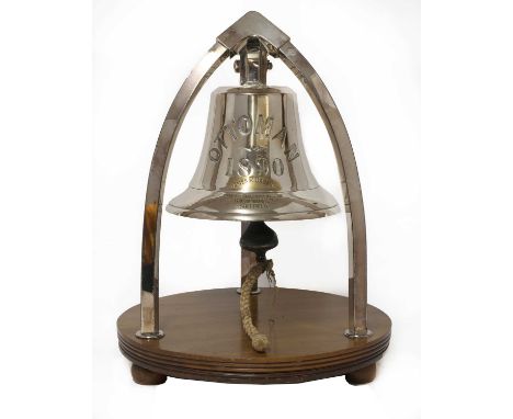 A large brass ship's bell on stand,late 19th century, inscribed 'Ottoman' and dated '1890', further inscribed 'James R Dagnal