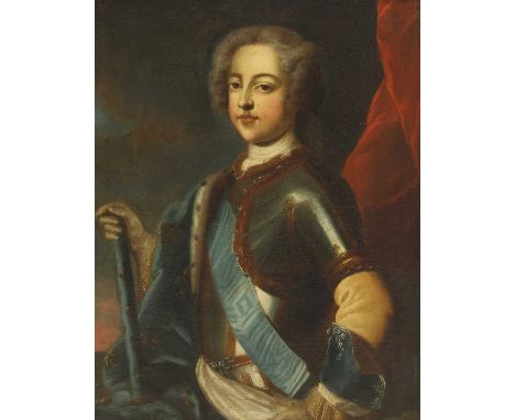 After Jean-Baptiste Van LooPortrait of King Louis XV when young, half-length, in armour and wearing the Sash of the Order of 