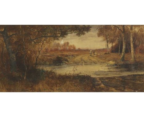John Fullwood (1854-1931)A rider and a packhorse crossing a fordsigned 'John Fullwood' l.l., watercolour60 x 125cmCondition r