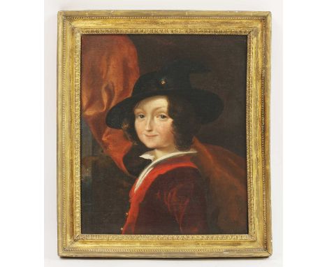 George Clint RA (1770-1854)Portrait of a young boy, head and shoulders, smiling, in a black hatsigned 'George Clint' verso, o