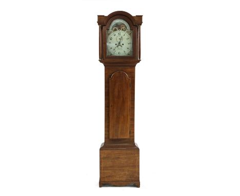 A George III strung mahogany eight-day longcase clock by Mann of Norwich, the arched painted dial with a moonphase, seconds d