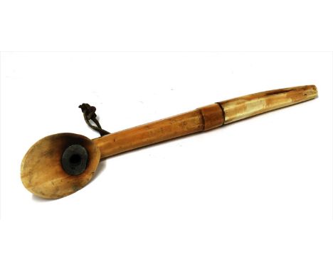 A rare mammoth ivory pipe,Samoyed, East Siberia, the flared bowl with an octagonal shaft, with a detachable mouthpiece and a 