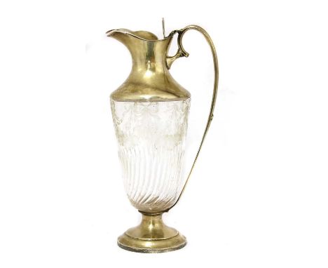 A silver claret jug, by William Hutton &amp; Sons Ltd., London 1896,mounted with etched floral garlands and cut fluting,28.5c