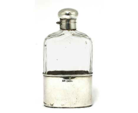 An Edwardian cut-glass and silver-mounted hip flask, by 'HA', London 1901,with a detachable cup, 15cm highCondition report:Su