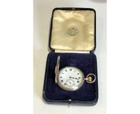 Antique silver half hunter pocket watch with box presented by gordon boys home to col sergt arf barnett in 1925 watch will ti