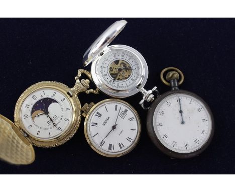 4 x Vintage gents pocket / stop watches hand-wind working Inc Sekonda Etc 

