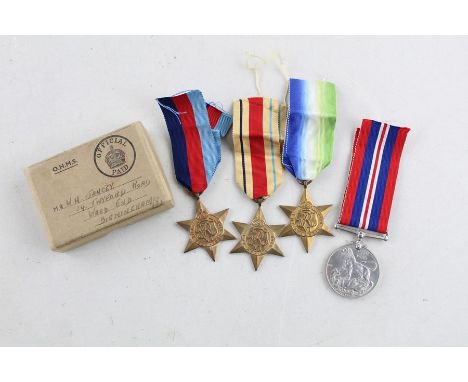 4 Vintage WW2 Boxed Navy medal group Inc box of issue, medal, ribbons Etc 
