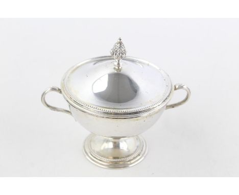 Vintage stamped .800 continental silver twin handled lidded pedestal bowl (225g)