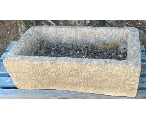 Sandstone garden trough, approximate measurements: Measurements: Length 33 Inches, width 19 Inches, Depth 11 Inches