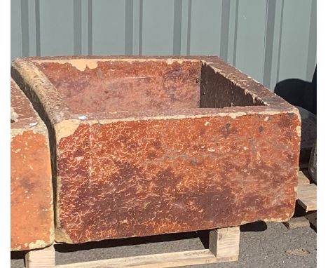 Glazed trough, approximate measurements: 30 Inches square, 14 inches depth.
