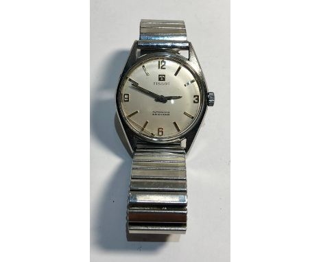 Vintage stainless steel 1960s Tissot Seastar Automatic Swiss Gents watch the watch ticks but the second hand has come away no