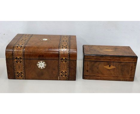 Antique tea caddy and antique box 