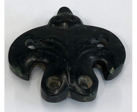 A possibly South American green spinach jade carved figure of a bat 