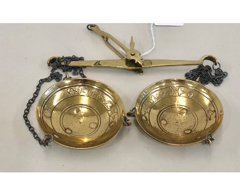 Small brass signed scales possibly ottoman 