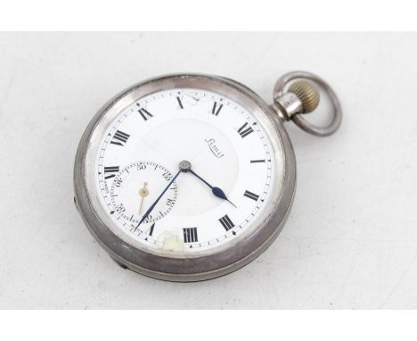 Vintage Gents Limit stamped .925 sterling silver pocket watch hand-wind (95g)
