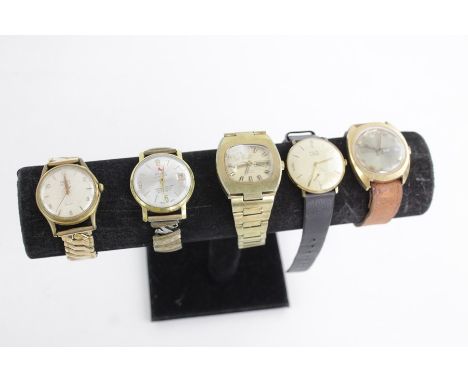 5 x Vintage gents wristwatches hand-wind automatic Inc Rotary, Avia Etc 
