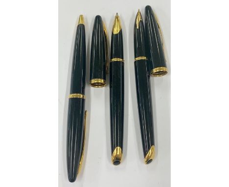 Waterman black fountain pen 18ct gold nib, ballpoint, rollerball 