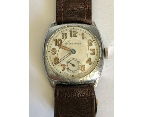 Vintage Rolex sport wristwatch case measures approx 29mm by 29mm not including lugs watch is not ticking balance spins but ke