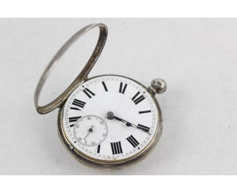 Vintage Gents hallmarked .925 sterling silver fusee pocket watch key-wind (94g)
