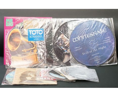 Vinyl - 24 7" and 12" picture discs &amp; shaped discs including Whitesnake, Ian Gillan, Tubeway Army, Toto, The Cars, Asia, 