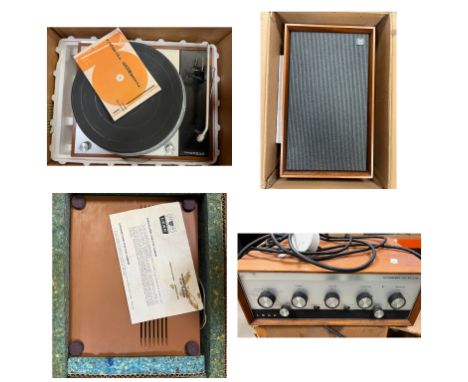 Music Equipment - 4 items of audio equipment to include a Thorens TD150/II turntable, Leak Stereofetic FM Tuner, Leak Stereo 