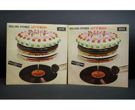 Vinyl - Two Rolling Stones Let It Bleed LPs on Decca SKL5025 stereo, Decca unboxed blue label, blue stereo inners each with l