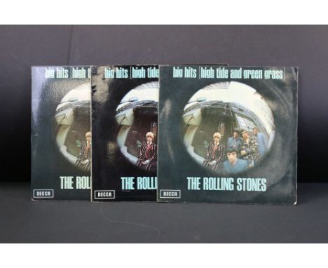 Vinyl - Three Rolling Stones Big Hits High Tide and Green Grass LP ( 2 x TKL101 &amp; 1 x TKS101), all unboxed Decca labels, 