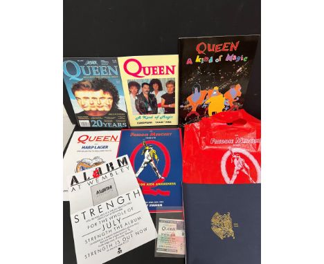 Memorabilia - Collection of Queen ephemera to include A Kind Of Magic 1986 tour programme and 'book', Wembley Stadium ticket,