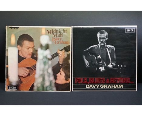 Vinyl - Folk Rock - 2 original UK 1st pressing albums by Davy Graham, to include: Midnight Man (1966 Decca Records, Mono, LK 