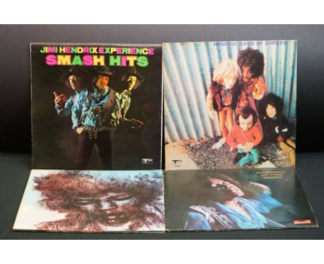 Vinyl - 4 Jimi Hendrix LPs to include In The West (2302018), Band Of Gypsys (Track 2406002) puppet sleeve, Smash Hits (Track 