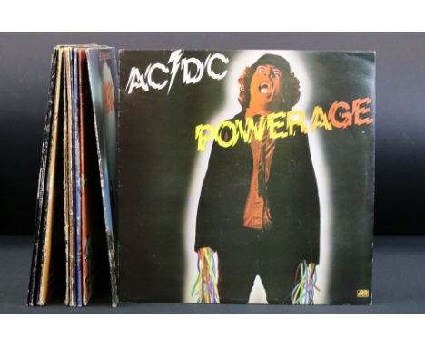 Vinyl - 6 ACDC LPs and 8 12" singles to include Dirty Deeds Done Dirt Cheap (ATL 50323), High Voltage (APLP009), Let There Be