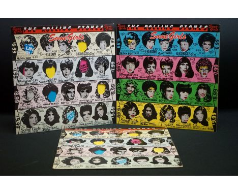 Vinyl - Three Rolling Stones Some Girls LPs CUN39108, 1 x original and 2 x censored sleeves, vinyl and sleeves vg 