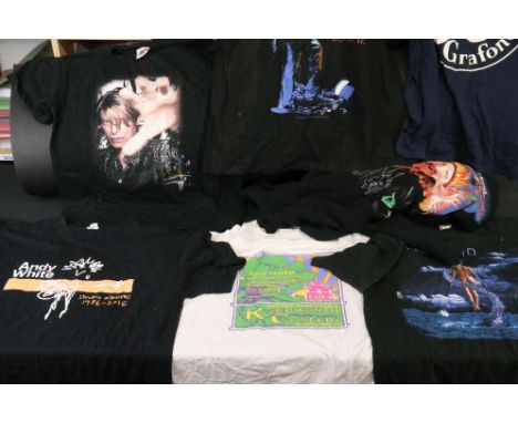 Music Memorabilia - Six band / music T-shirts to include 2 x David Bowie, 2 x Pink Floyd, Columbia Records and Andy White plu