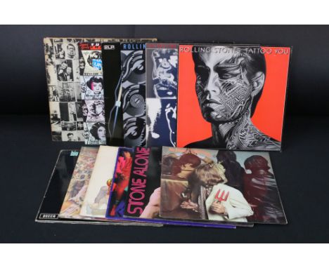 Vinyl - 13 Rolling Stones / Bill Wyman LPs to include Exile On Main St (no postcards), Some Girls, In Concert, Steel Wheels, 