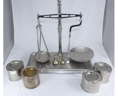 A pair of early 20th century Co-operative wholesale scales, chrome finish on decorative base, marked 1 Balloon St, Manchester