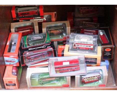 A collection of 50 assorted boxed scale model buses, including Corgi 'The Original Omnibus' examples, 'Britbus' and Gilbow 'E