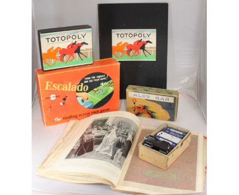 Three vintage horse racing games including Escalado, Totopoly and a Chad Valley 'Also Ran,' all boxed, together with a stereo