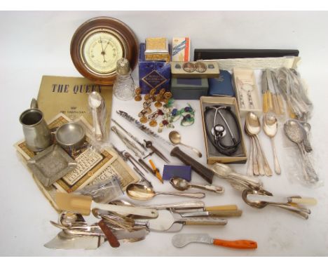 Royal Selangor Pewter trinket box in original box, paper knife and magnifying glass set, a set of six ceramic insect pace nam