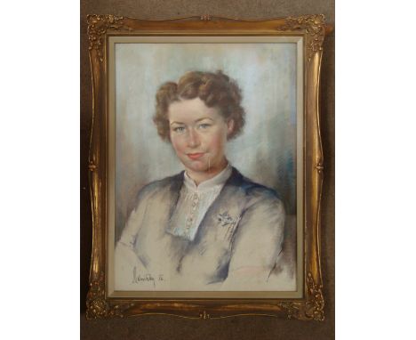 Mid 20th Century portrait of a woman, pastel, signed dated 56. 