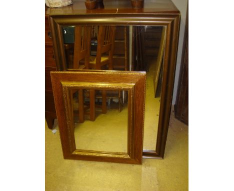 An oak and gilt gesso framed rectangular wall mirror and another rectangular wall mirror with painted pine frame (2). 